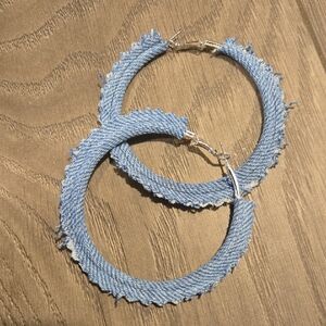 Stylish Blue Denim Hoop Earrings